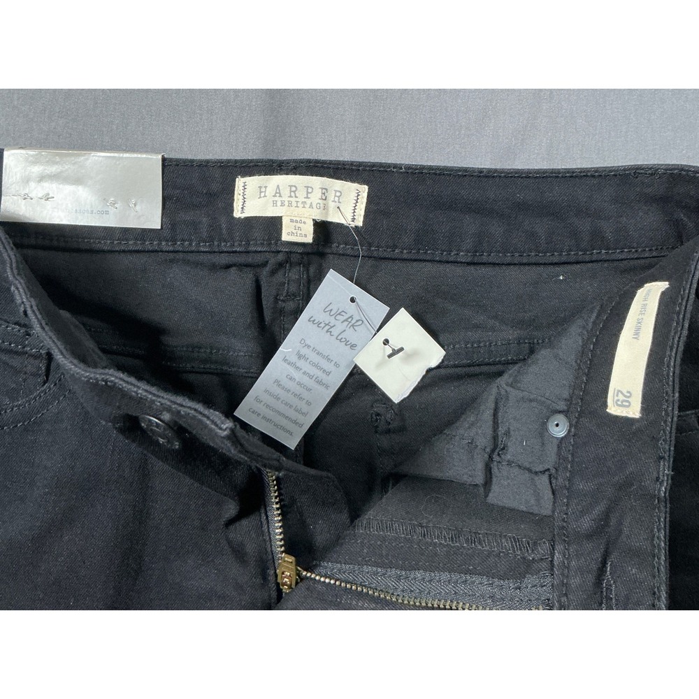 Harper Heritage Women High Rise Skinny Black Denim Cut Off Short Sz 29/ US 8 NWT - Picture 7 of 11